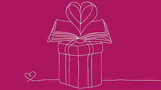 Illustration eines Geschenks mit einer Herzschleife