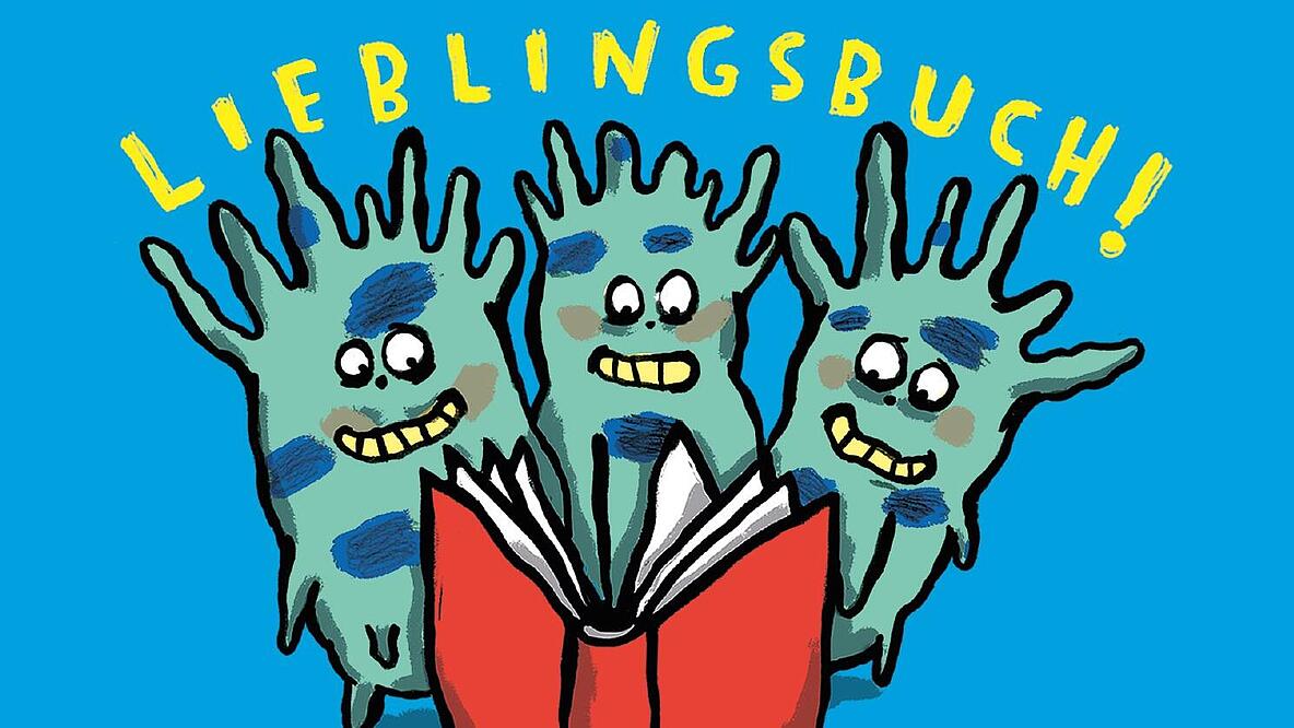 Drei Monster lesen ein Buch