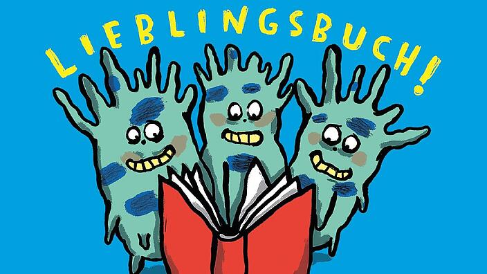 Drei Monster lesen ein Buch