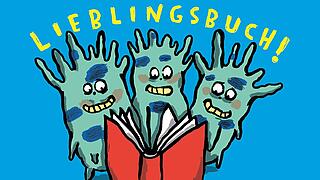 Drei Monster lesen ein Buch