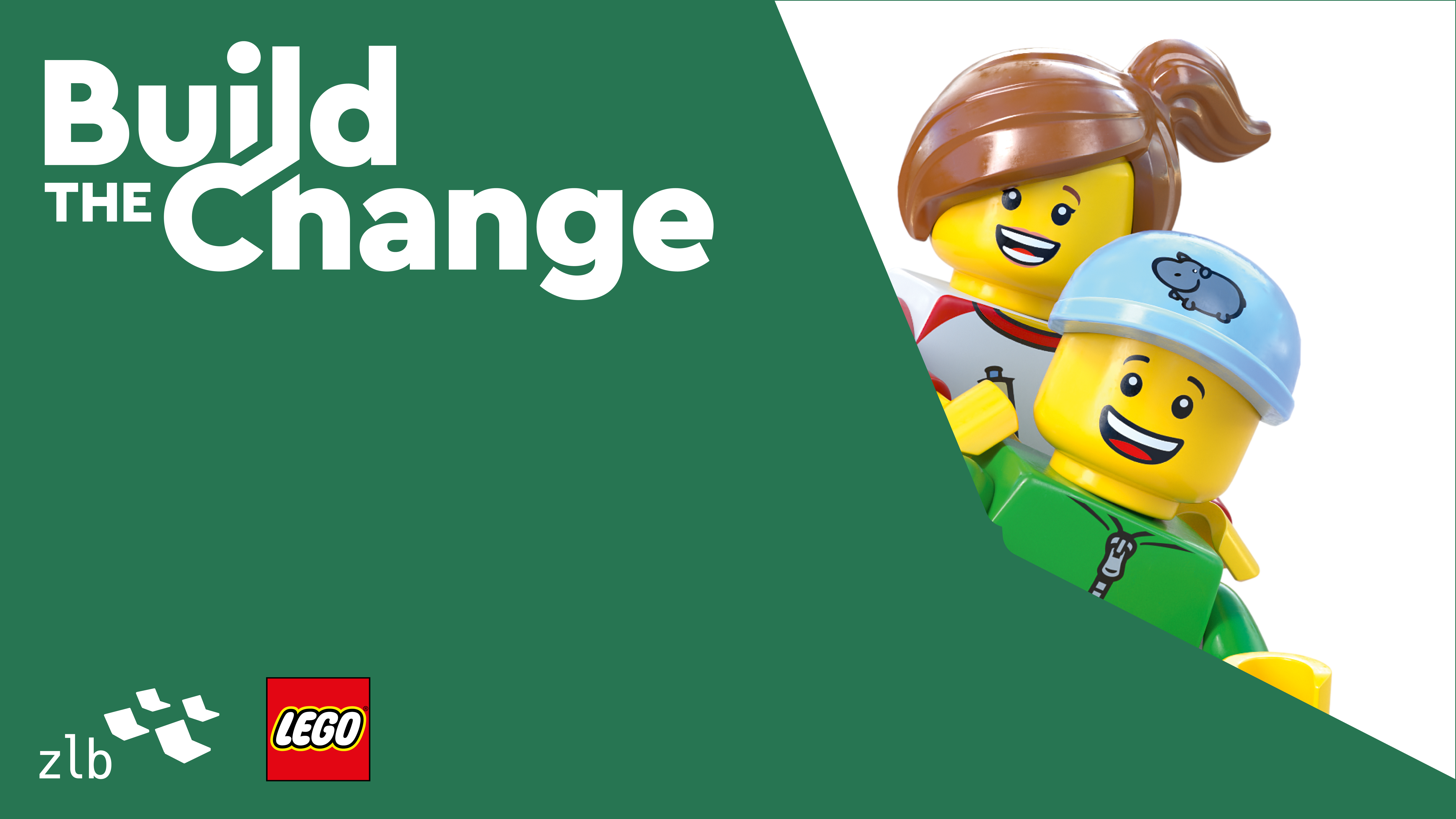 Grafik mit zwei Lego-Figuren mit der Aufschrift daneben Build the change